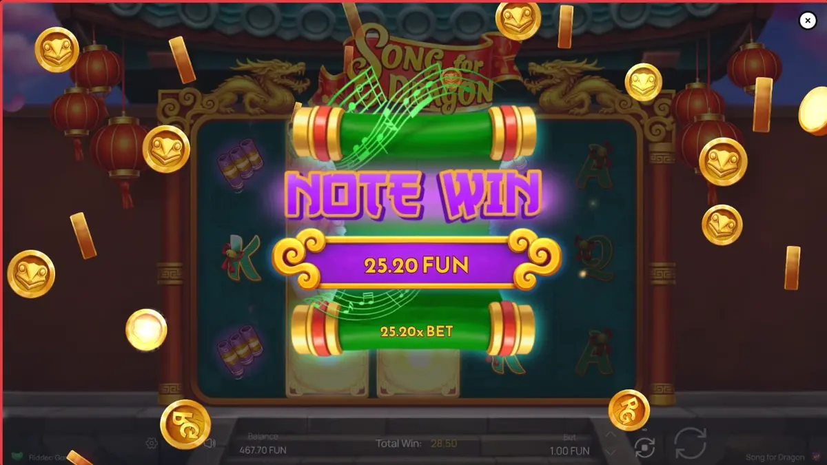 Pemandangan indah lembah Tiongkok dengan naga emas dalam slot Song for Dragon